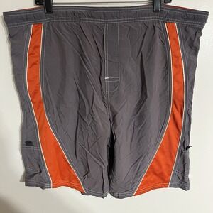 Men's Joe Boxer Gray & Orange Colorblock Swim Trunks Board Shorts Size Medium